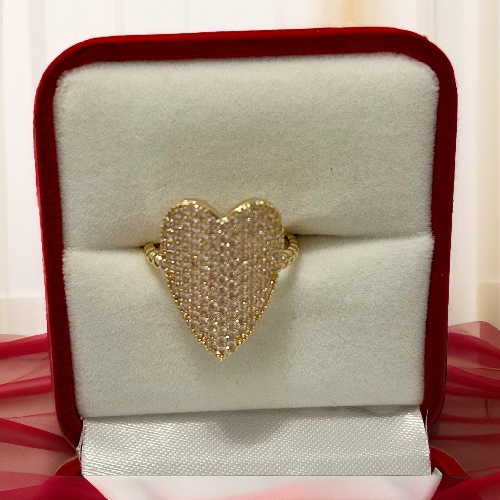 Anello cuore strass